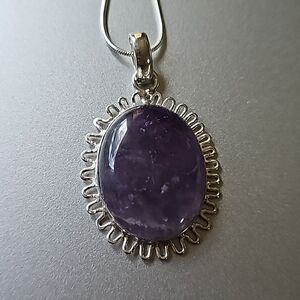 Amethyst Agate Stone Necklace 20" incl chain